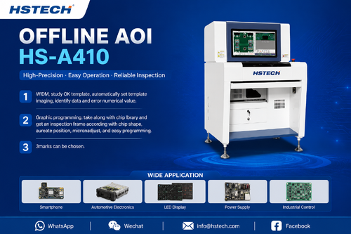 Blog công ty mới nhất về HSTECH phát hành tài liệu thông số kỹ thuật đầy đủ cho A410 AOI ngoại tuyến kinh tế với bảng tham số tiêu chuẩn