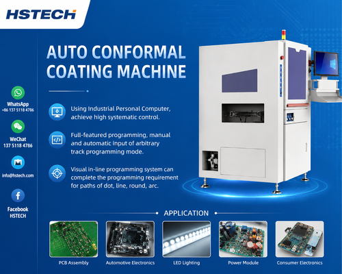 Blog công ty mới nhất về Công nghệ Hansome ra mắt Máy phủ phù hợp chọn lọc tự động HS-H2 để sản xuất PCB mật độ cao