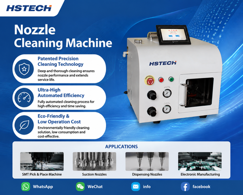 Blog công ty mới nhất về HSTECH HS-824 Máy làm sạch vòi phun tự động: Thiết bị bảo trì SMT thân thiện với môi trường, hiệu quả và không bị hư hại