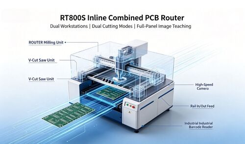 Blog công ty mới nhất về Phiên bản mới: RT800S Inline Combined PCB Router Depaneling Machine
