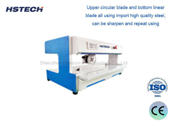 Giá tốt. Thiết bị loại bỏ tấm PCB 60W với công tắc chân và lưỡi dao tròn trên và lưỡi dao tuyến dưới trực tuyến