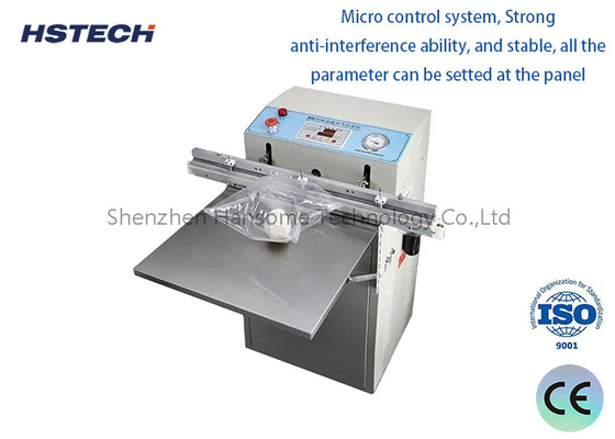Giá tốt. Máy đóng gói chân không niêm phong nóng cho IC cuộn, các bộ phận quang điện tử, chiều rộng niêm phong 5-10mm, 1000W trực tuyến